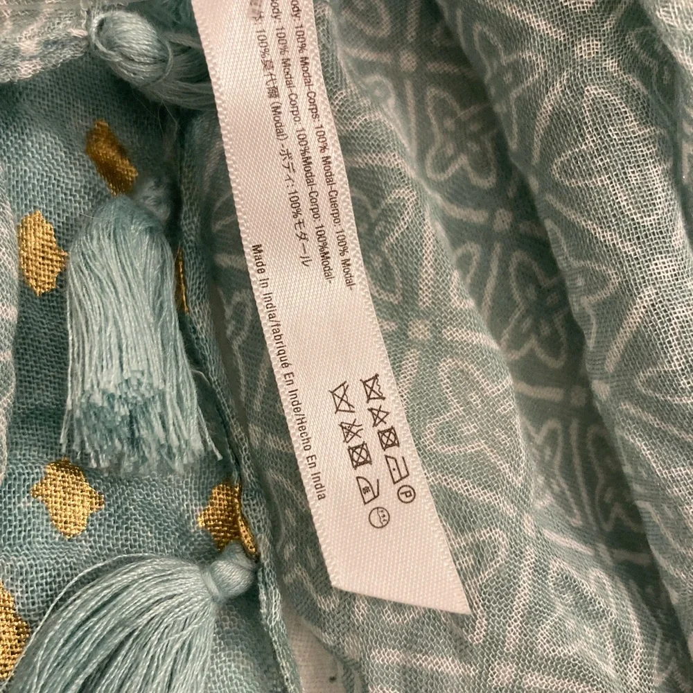 Anthropologie Teal Geometric Scarf NWT - Picture 4 of 7